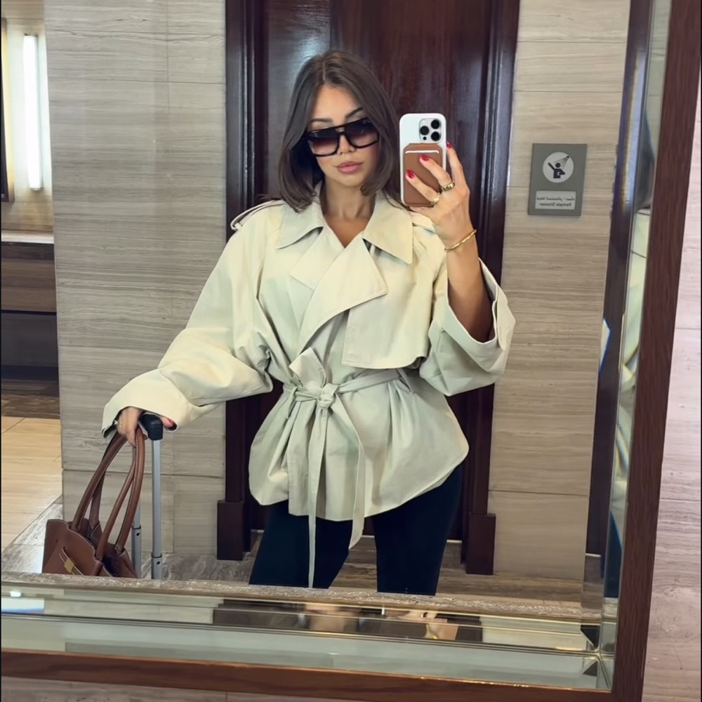 NWT ZARA Trench Short Belted Oversized Jacket